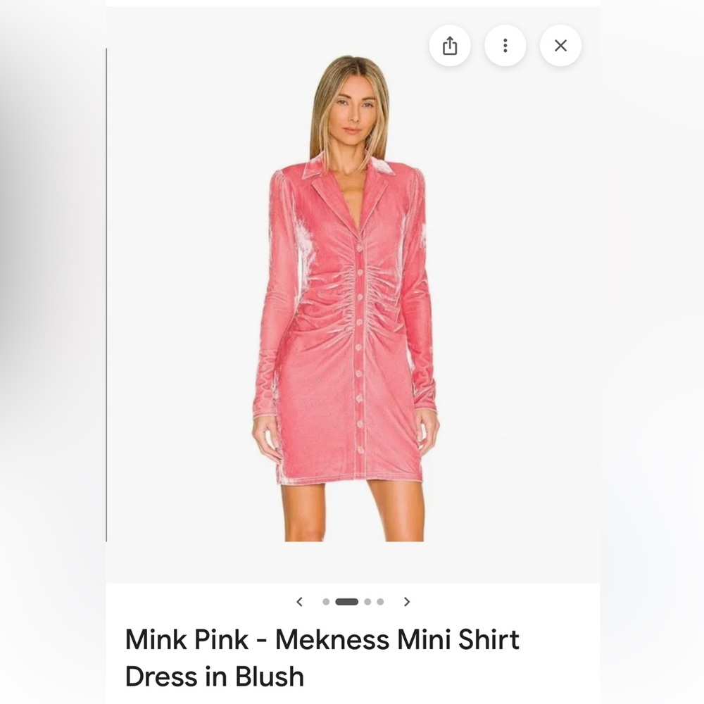 MINKPINK Blush Ruched Long Sleeve Dress